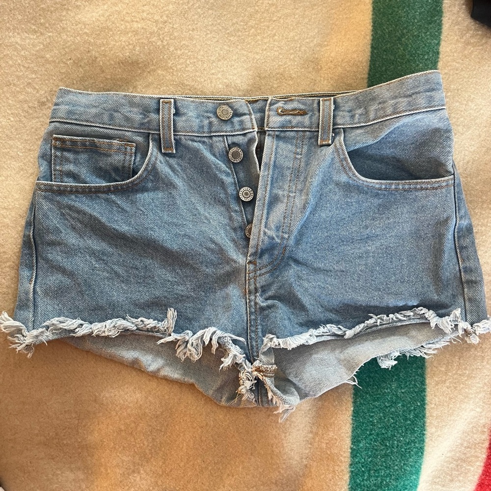 Denim Frayed Hem Women Shorts
